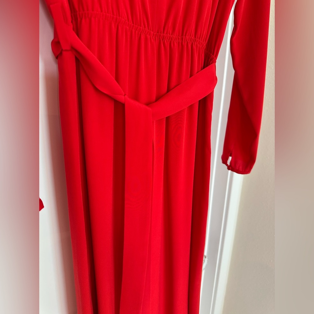 Sézane Elegant Red Long Sleeve Silk Victoire Dress (Size FR 36 | US 4) - Picture 7 of 15